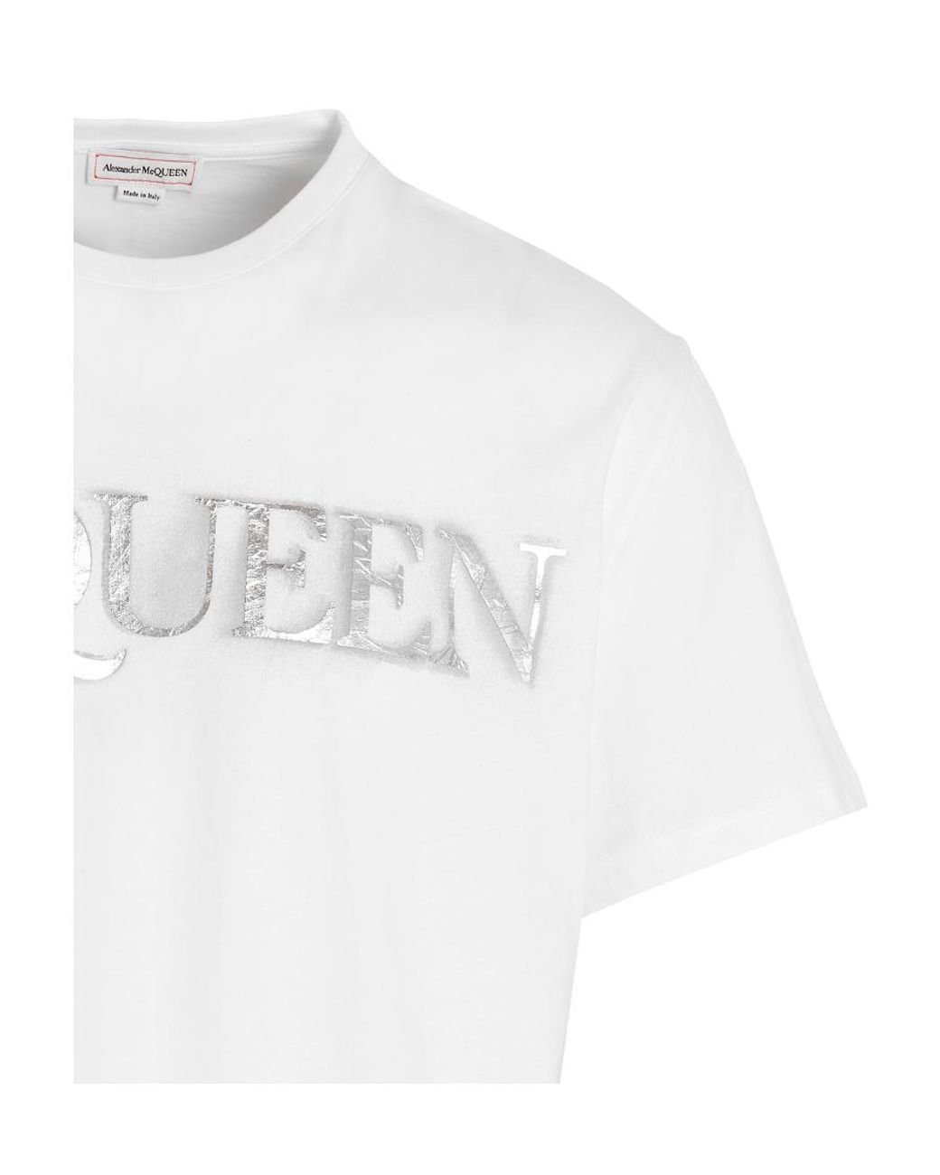 McQueen White Logo Printed Crewneck T-Shirt for men