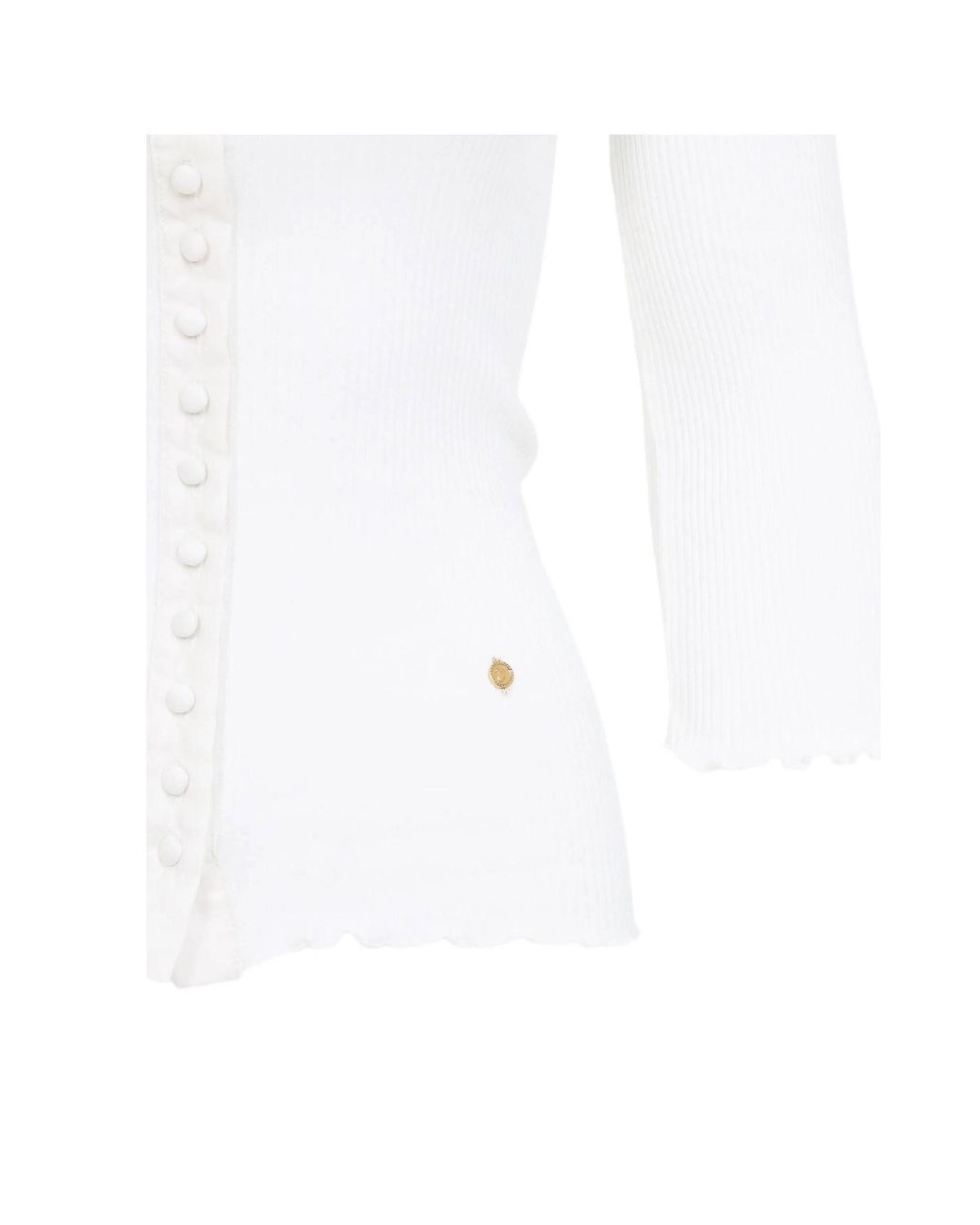 Chloé White Chloé Scoop-Neck Fitted Knit Cardigan