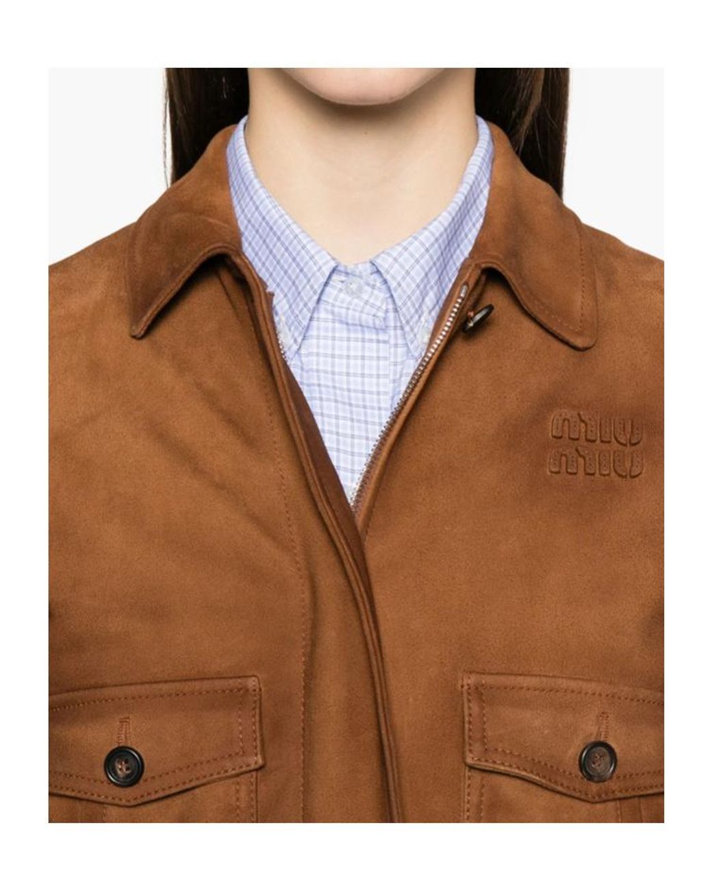 Miu Miu Brown Patch Pocket Copped Jacket