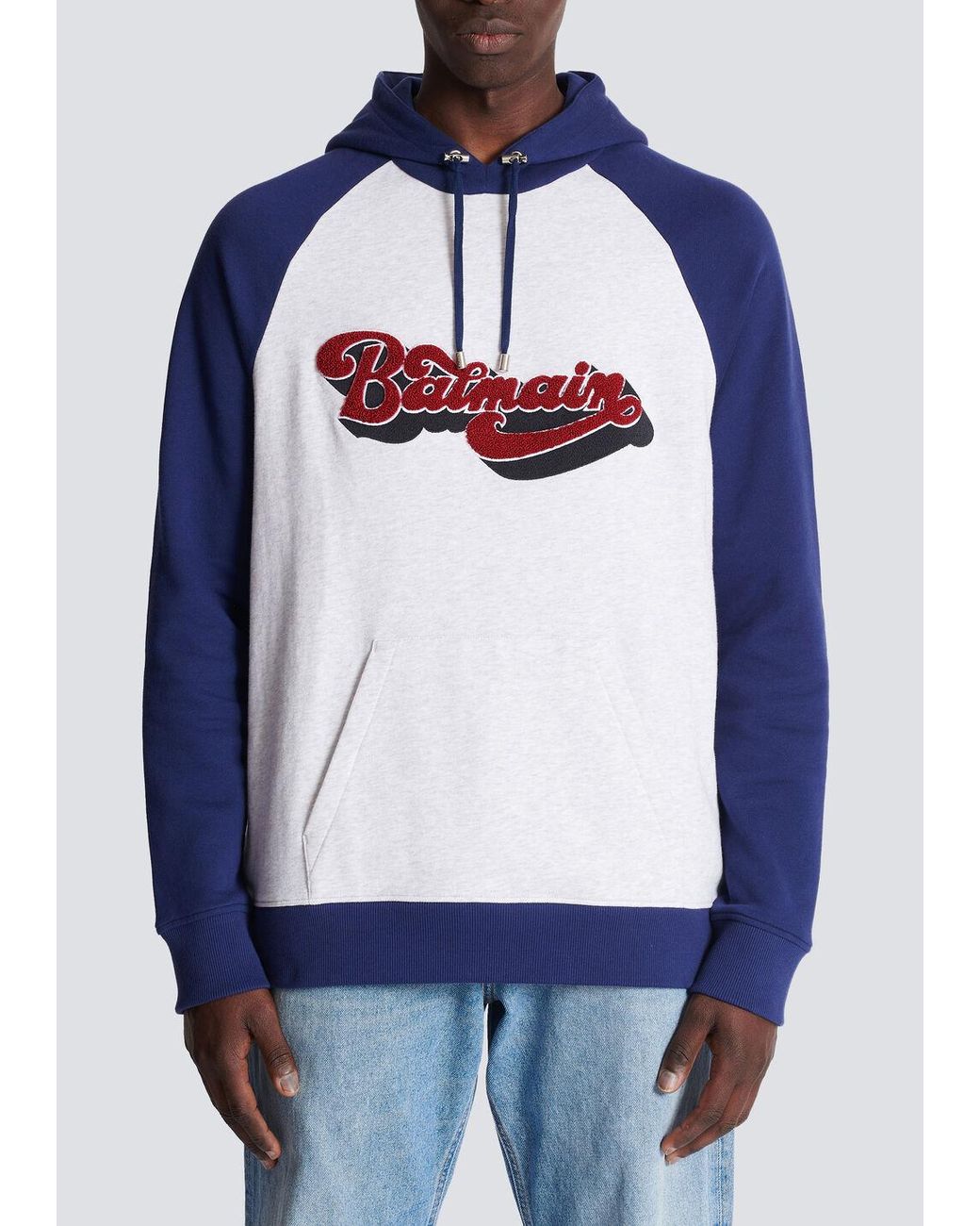 Balmain Blue Retro '70S Hoodie for men