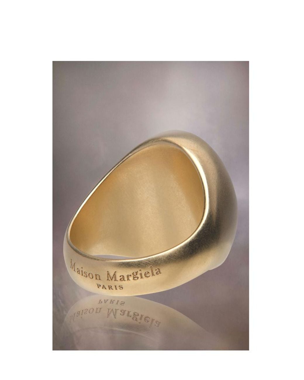 Maison Margiela Natural Logo-Engraved Brushed Finish Signet Ring