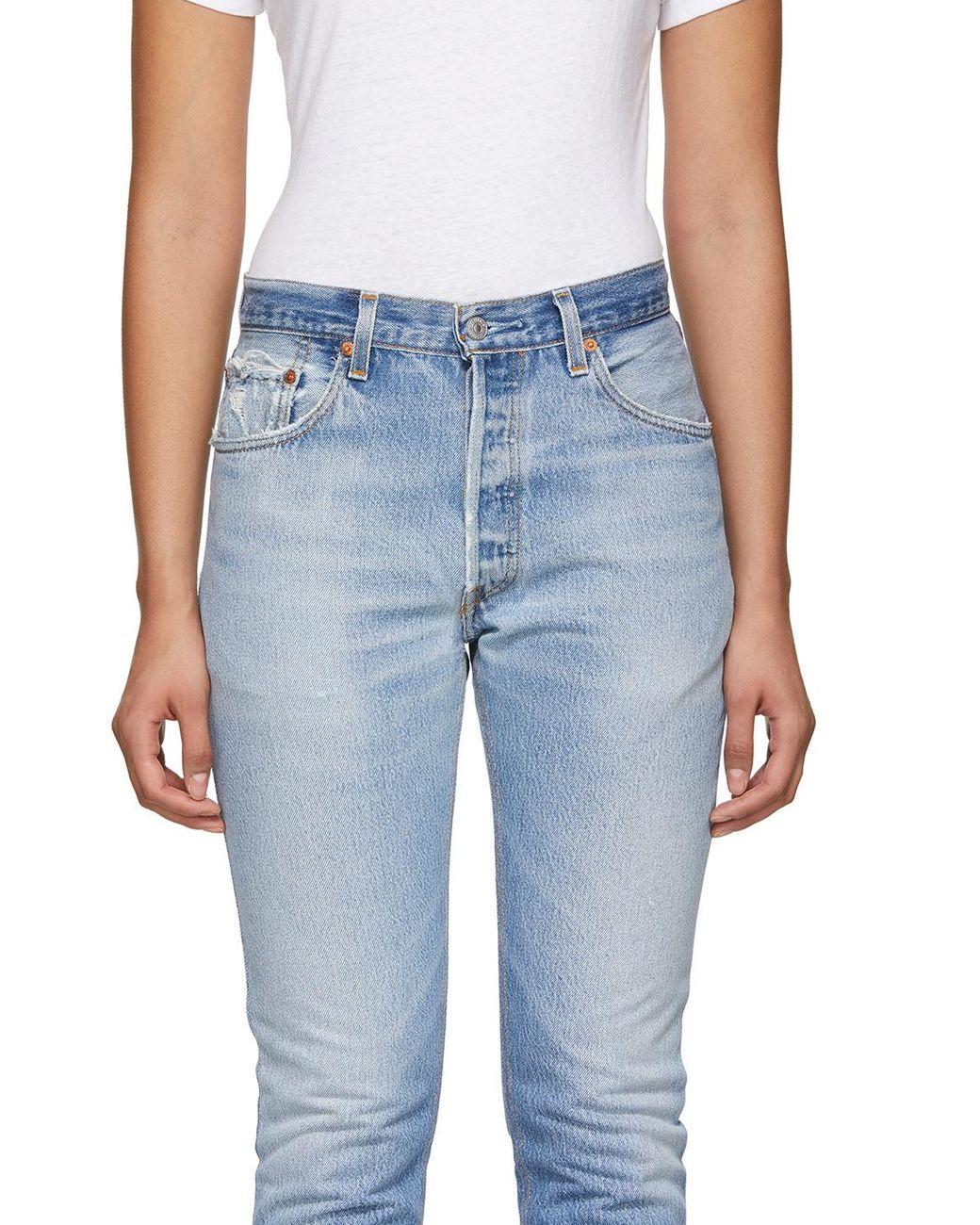 Re/done Blue High-Rise Cropped Jeans