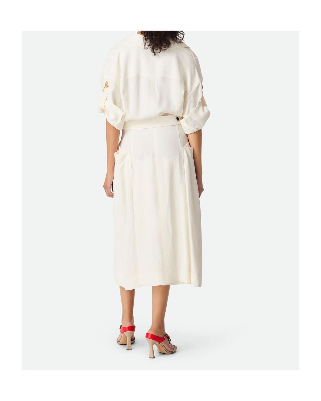 Bottega Veneta Natural Frog Embellished Midi Dress