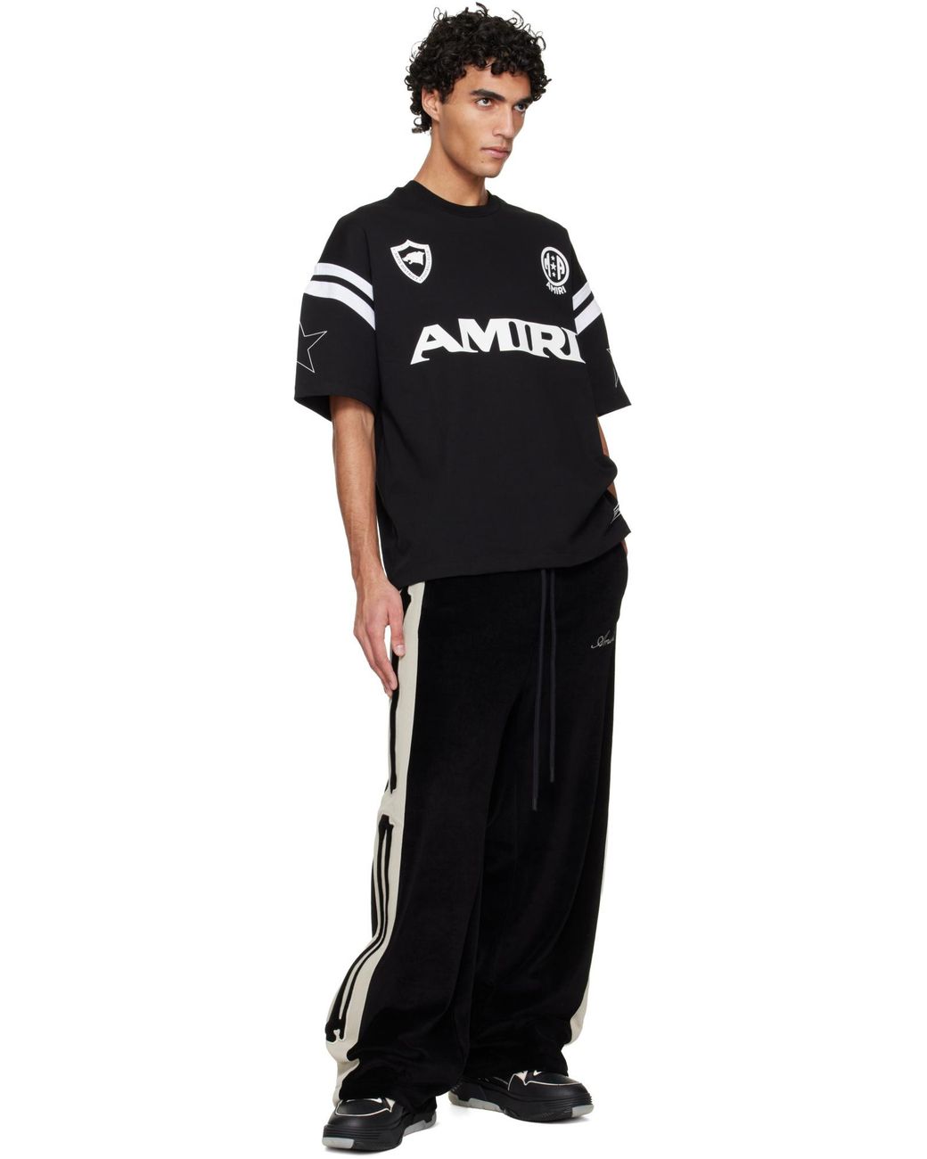 Amiri Black Ma-1 Leather Mesh Sneakers for men