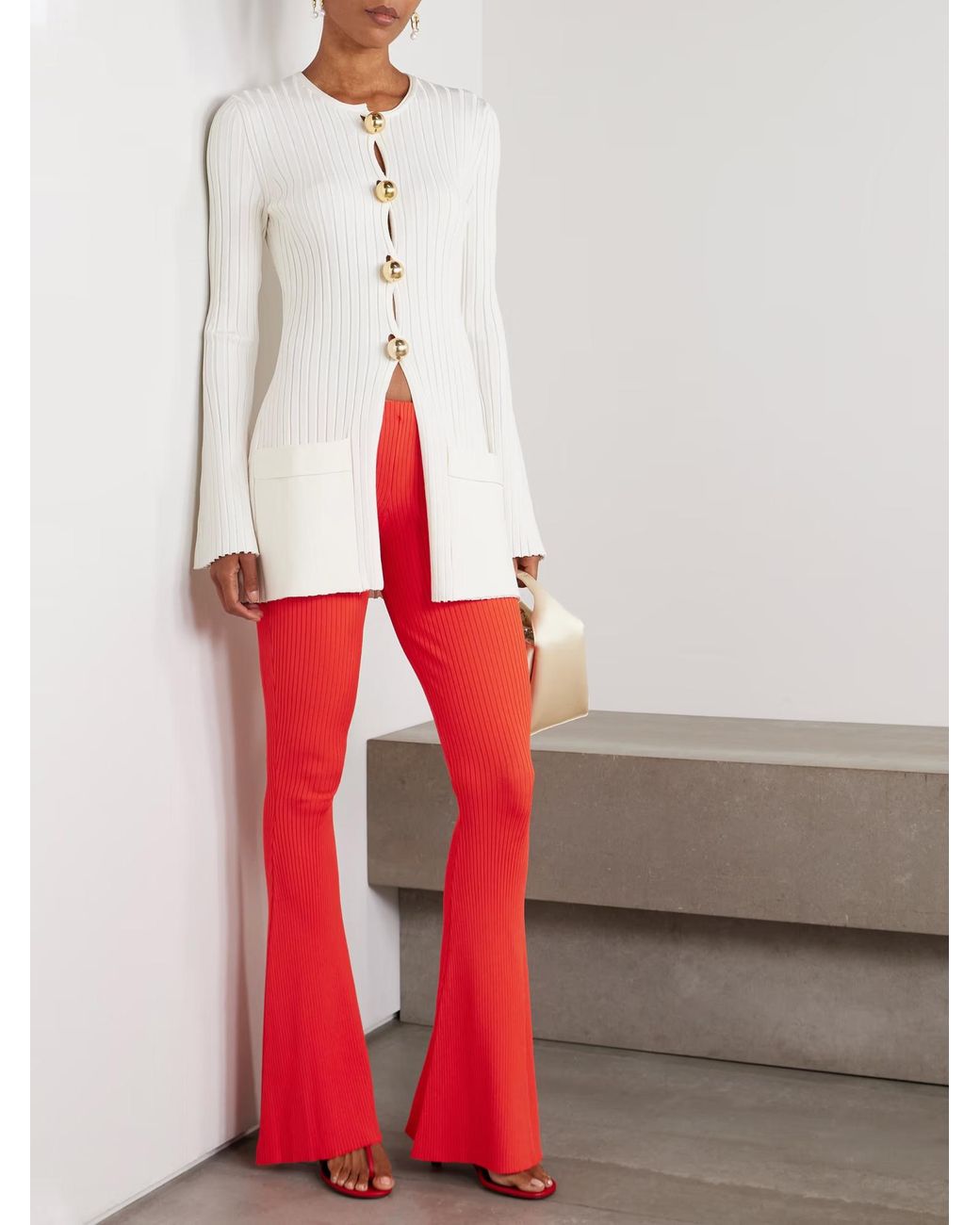 Stella McCartney Ribbed Knit Flared Casual Pants