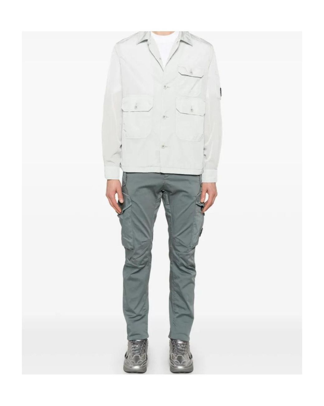C P Company White Lens-Detail Overshirt for men