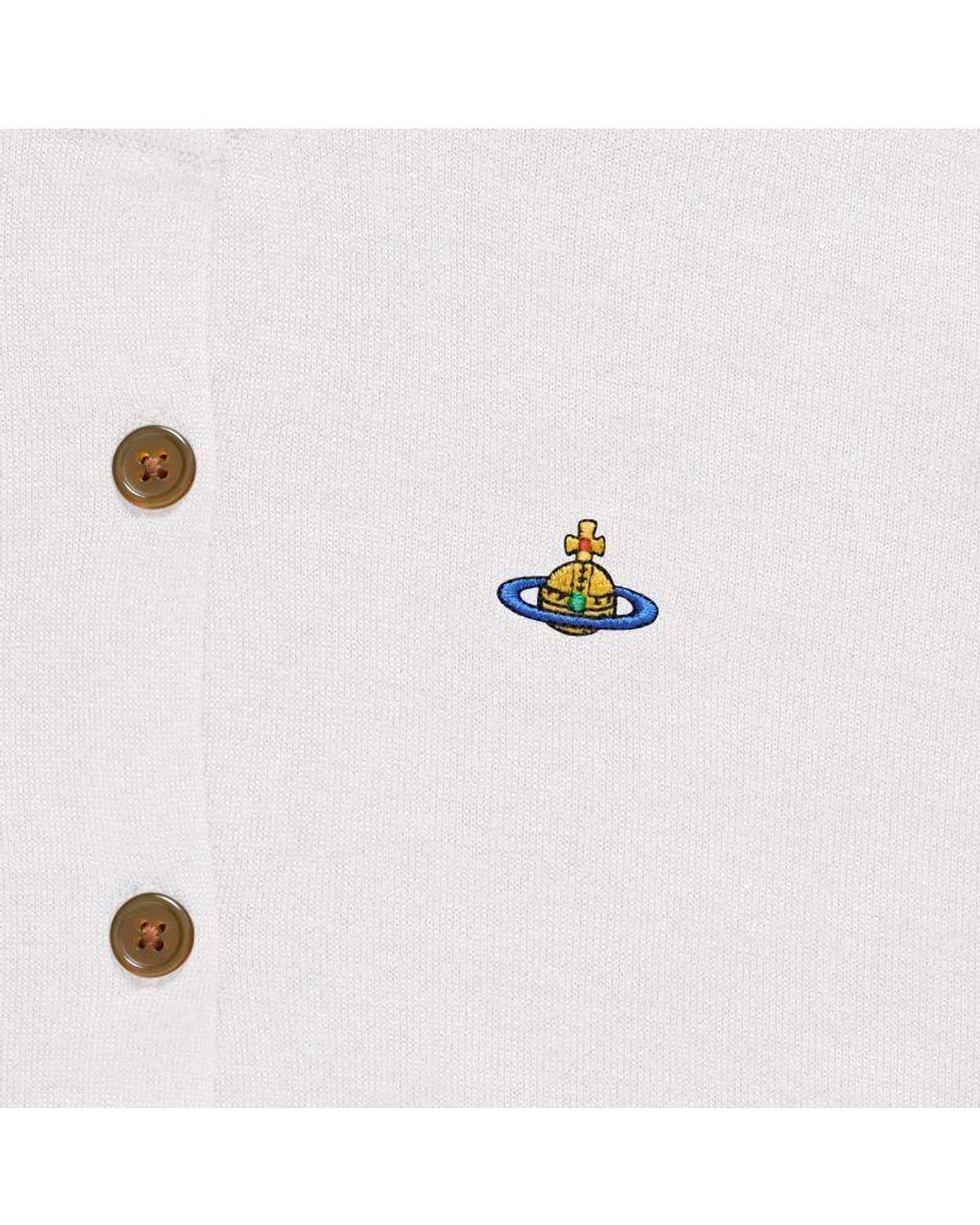 Vivienne Westwood White Logo Embroidered Knitted Cardigan