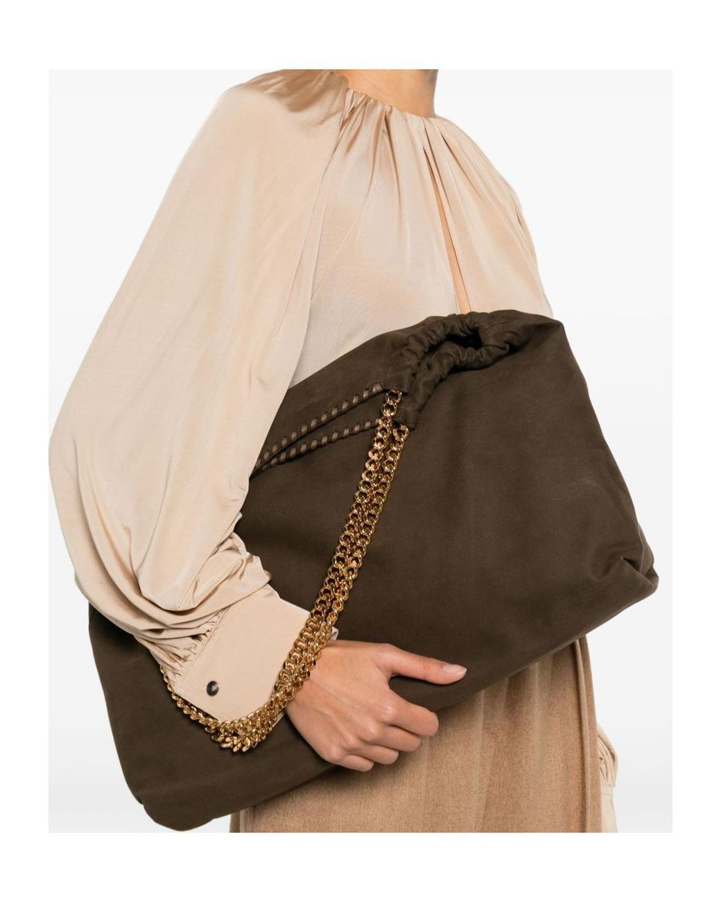 Stella McCartney Brown Falabella Chain-Link Shoulder Bag