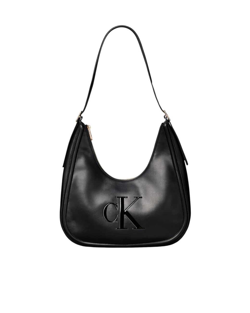 Calvin Klein Black Soft Touch Crescent Logo Hobo Bag
