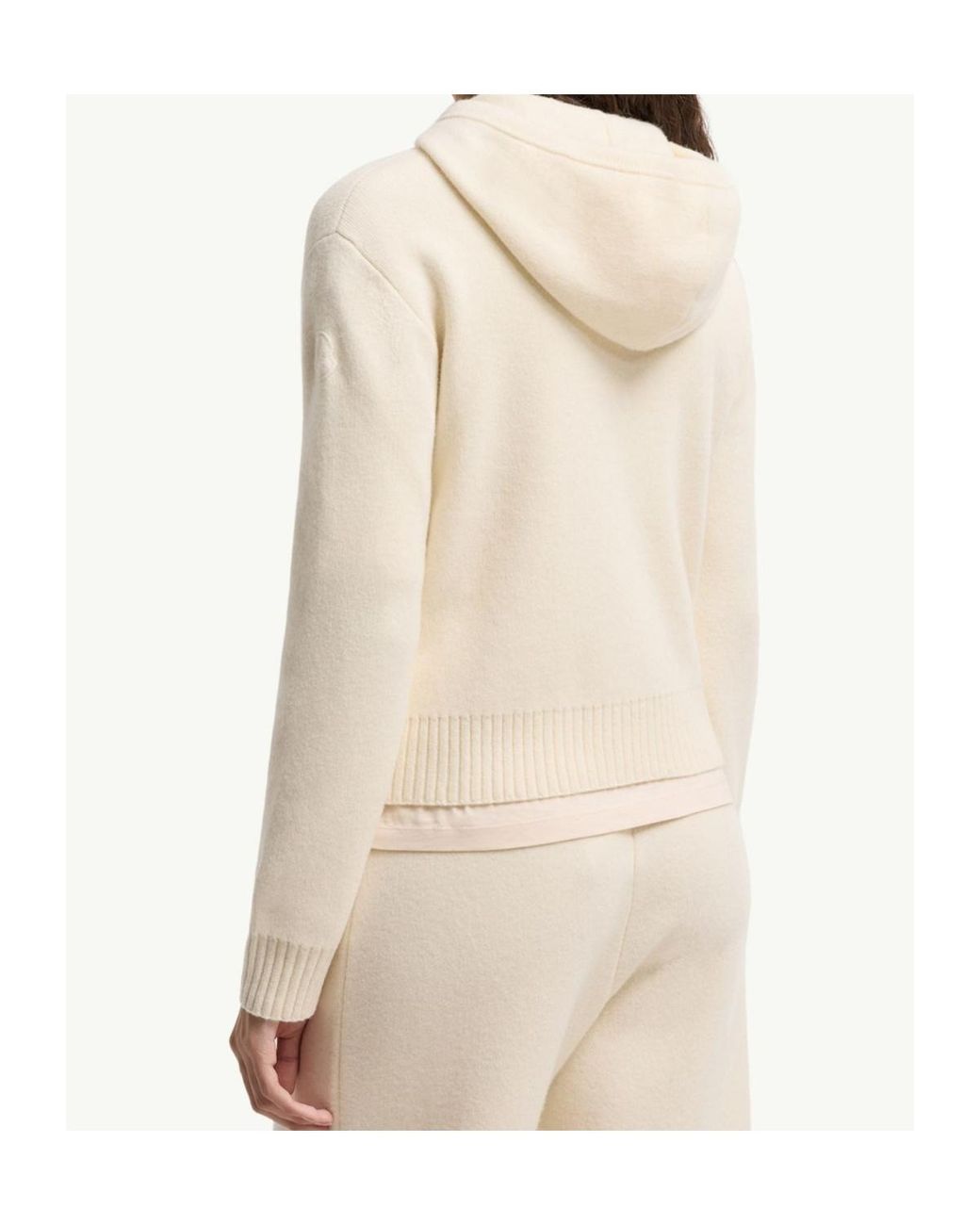 Moncler White Logo Patch Zip-Up Cardigan