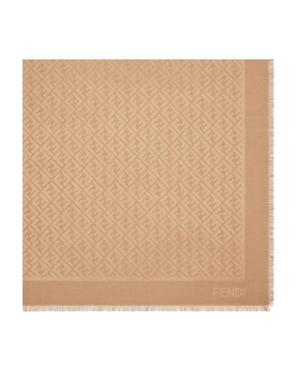 Fendi Natural Camel-Coloured Wool And Silk Stole