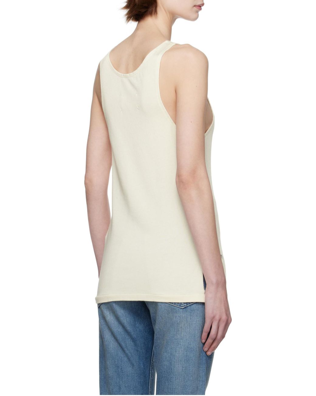 Maison Margiela Natural Logo Printed Tank Top