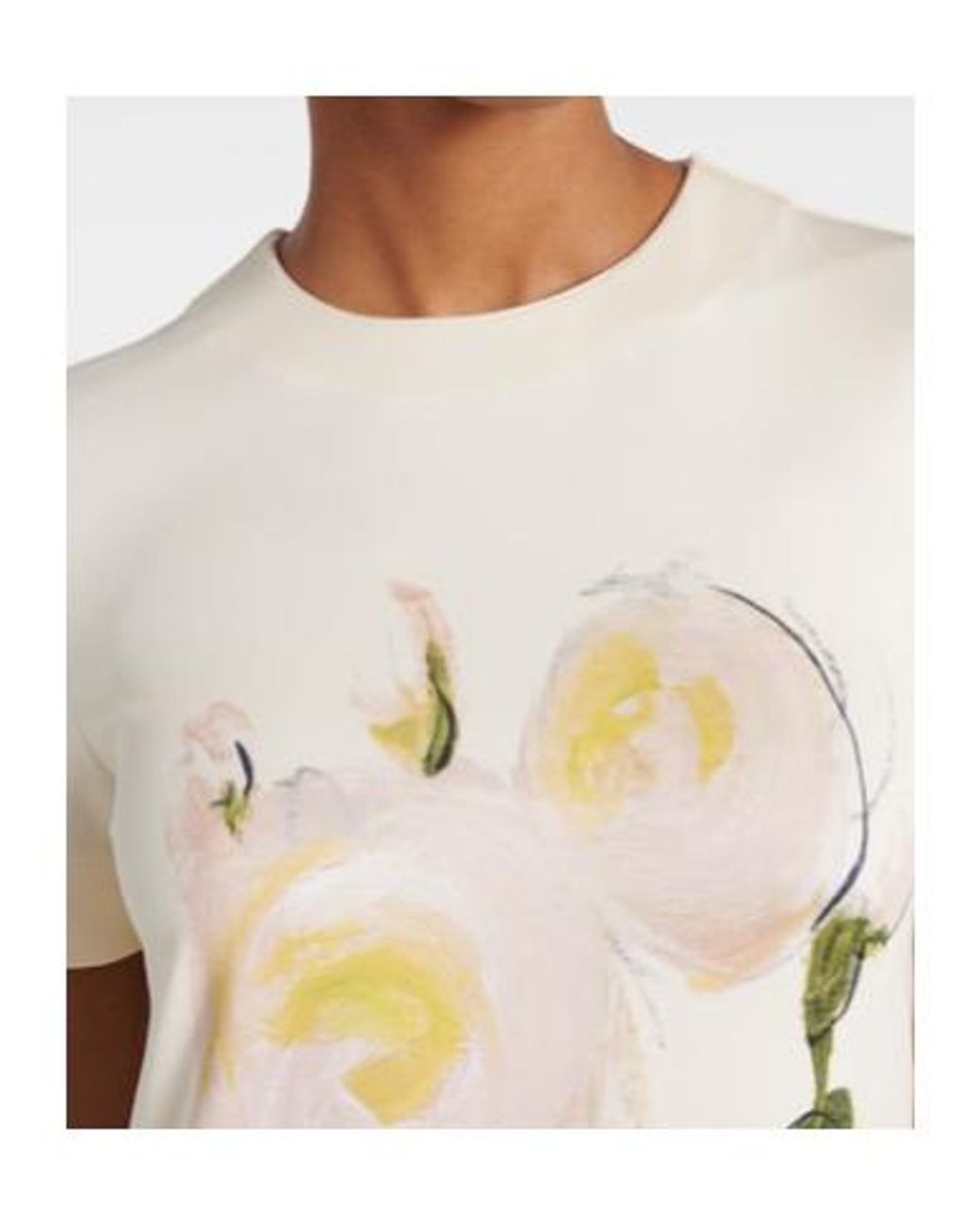 Oscar de la Renta Natural Painted Roses Jersey Maxi Dress