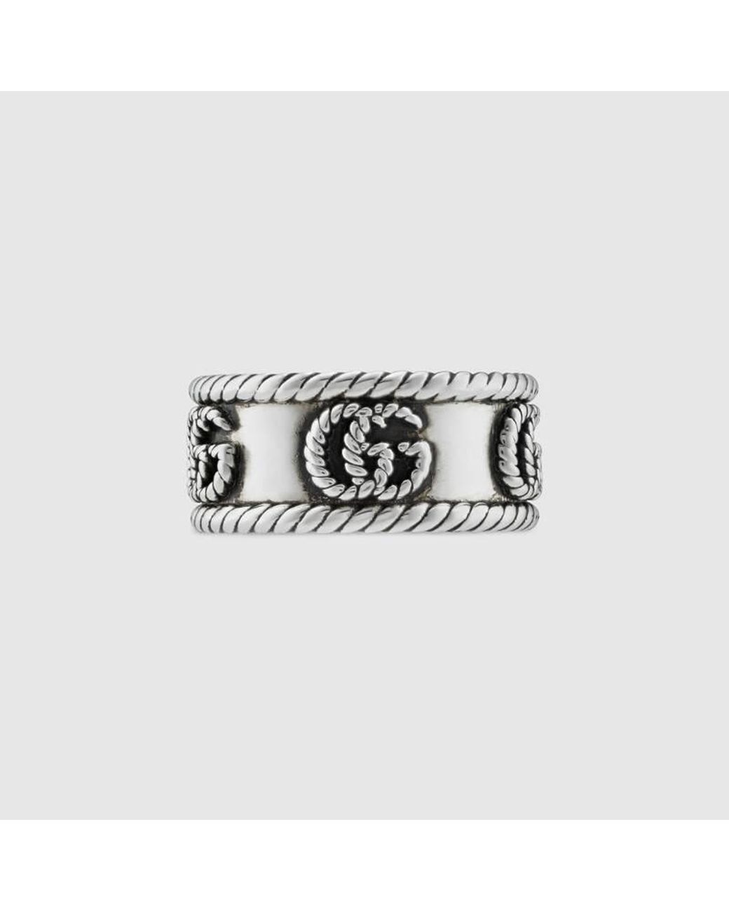 Gucci White Gg Marmont Wide Ring