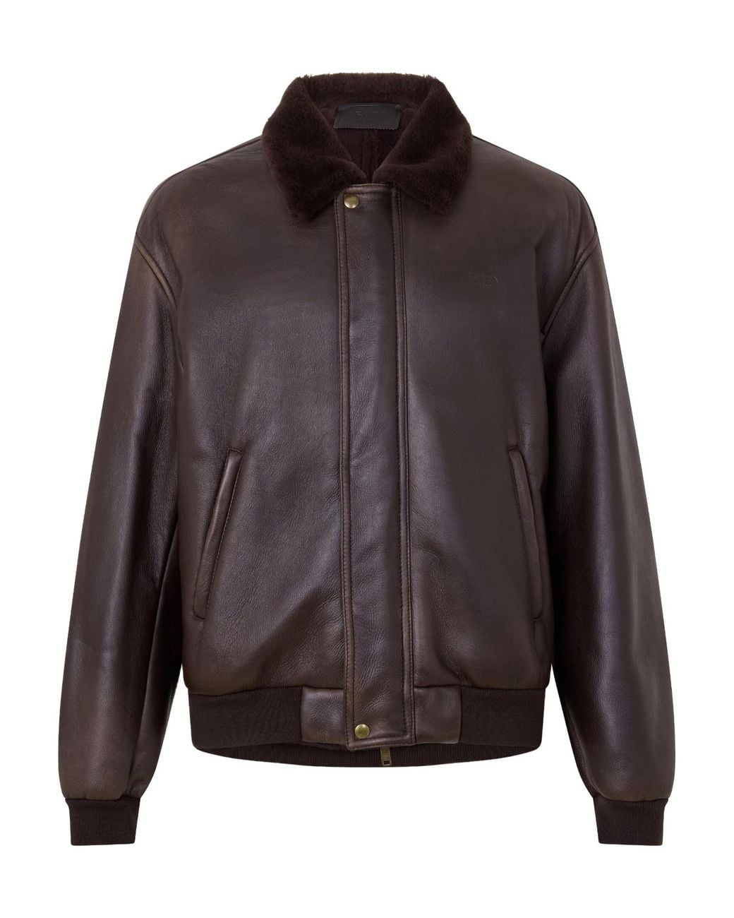 Prada Gray Genuineleather Bomber Jacket for men