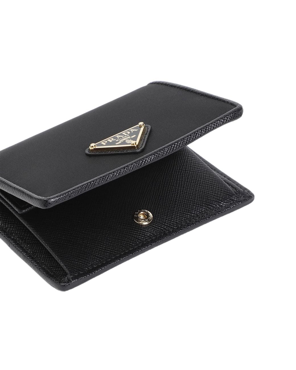 Prada Black Triangle-Logo Bi-Fold Wallet