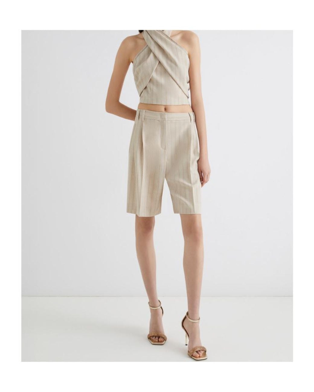 Marella Natural Stretch Canvas Bermuda Shorts
