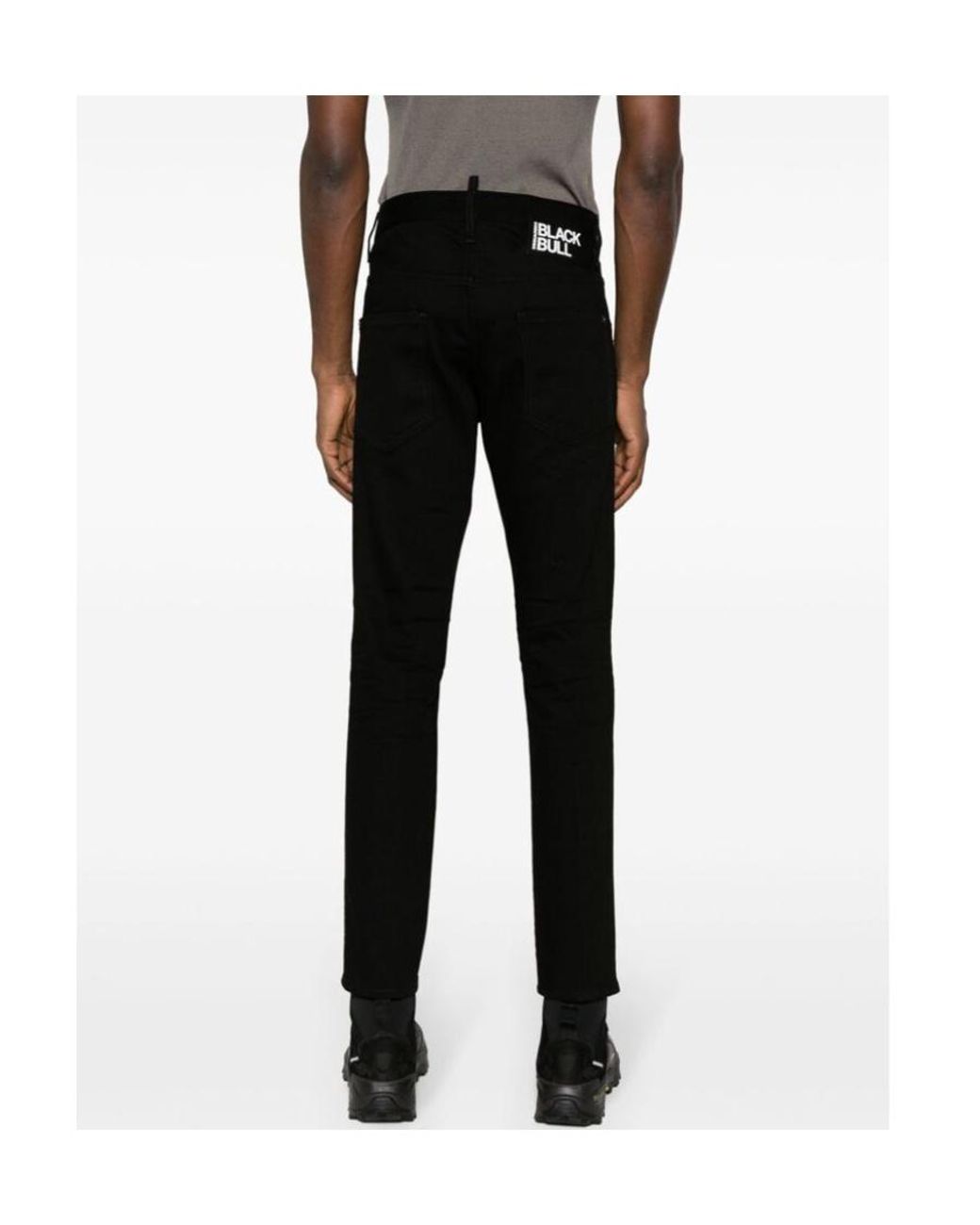 DSquared² Black Skater Straight Leg Slim-Cut Jeans for men