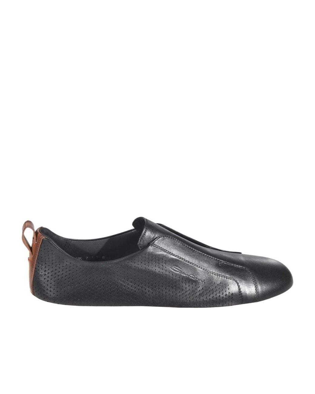 Santoni Black Perforated Slip-On Sneakers for men