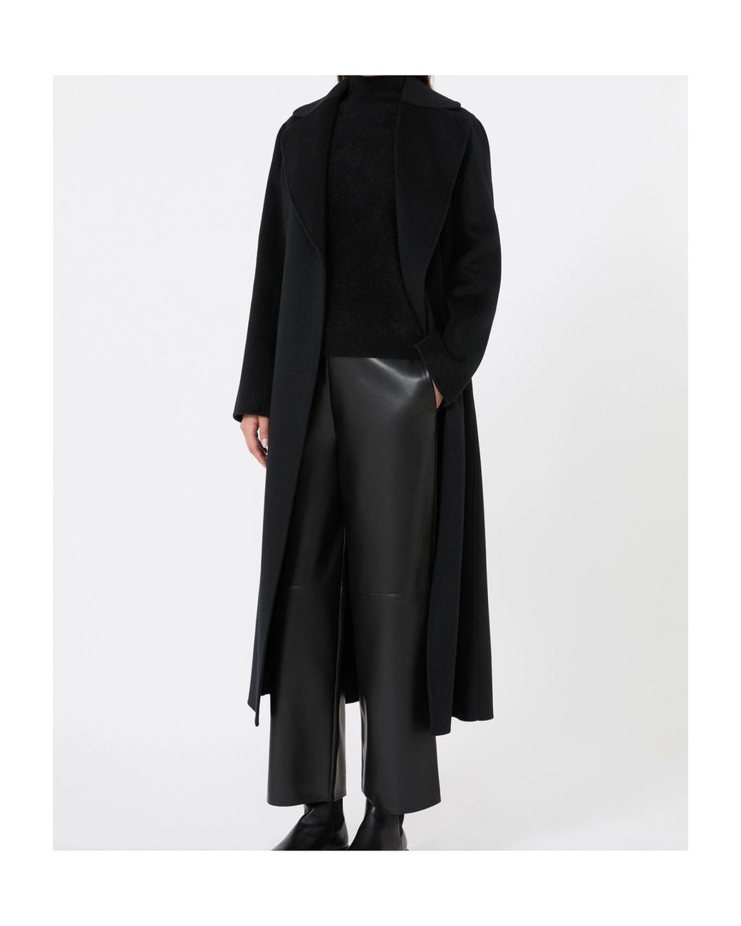 Max Mara Black Wool And Cashmere Coat With Belt