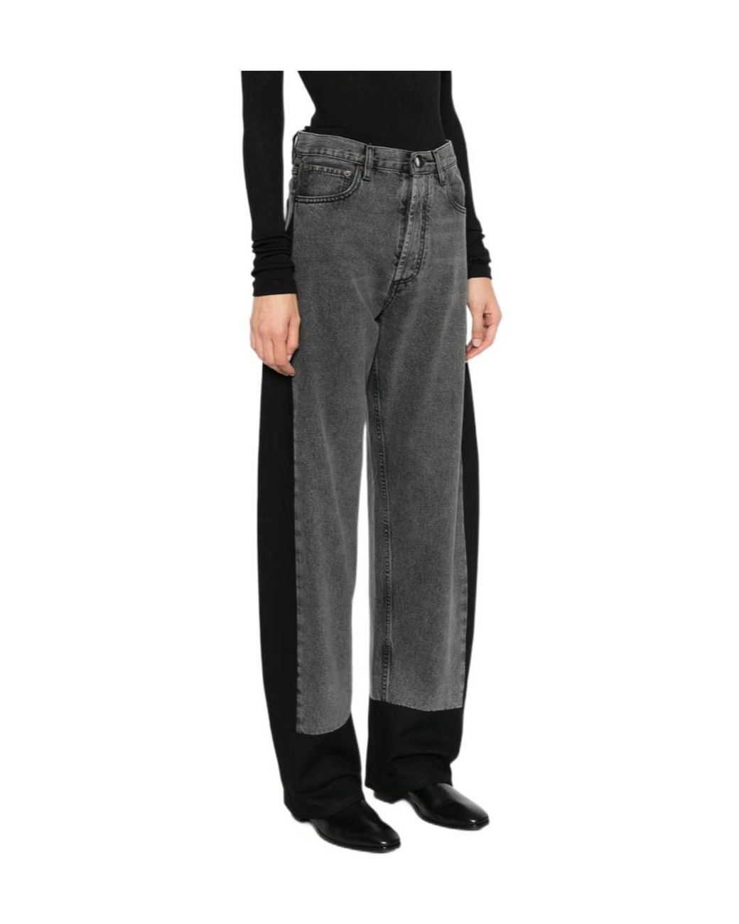 DARKPARK Black Laurene Panelled Wide-Leg Jeans
