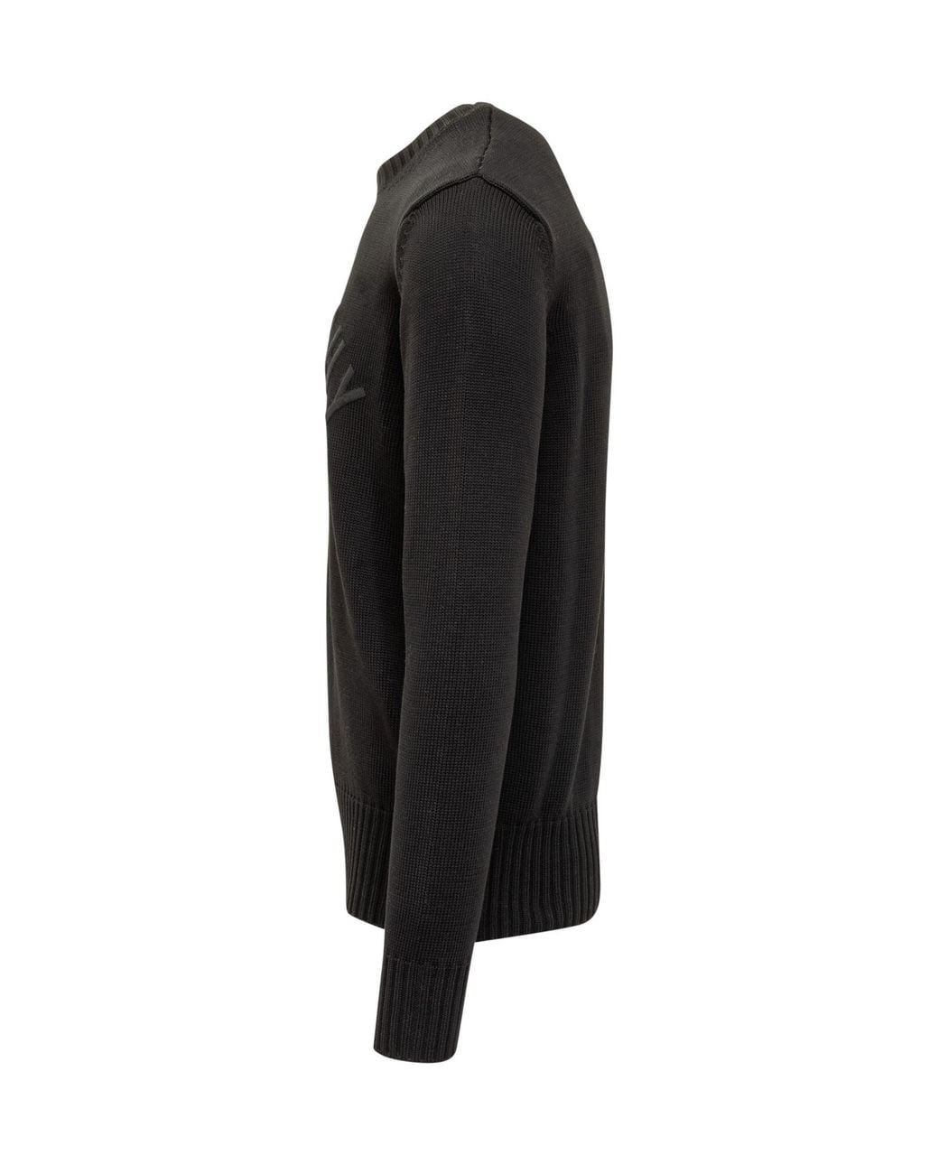 Givenchy Black Logo Embossed Ribbed Hem Sweater for men