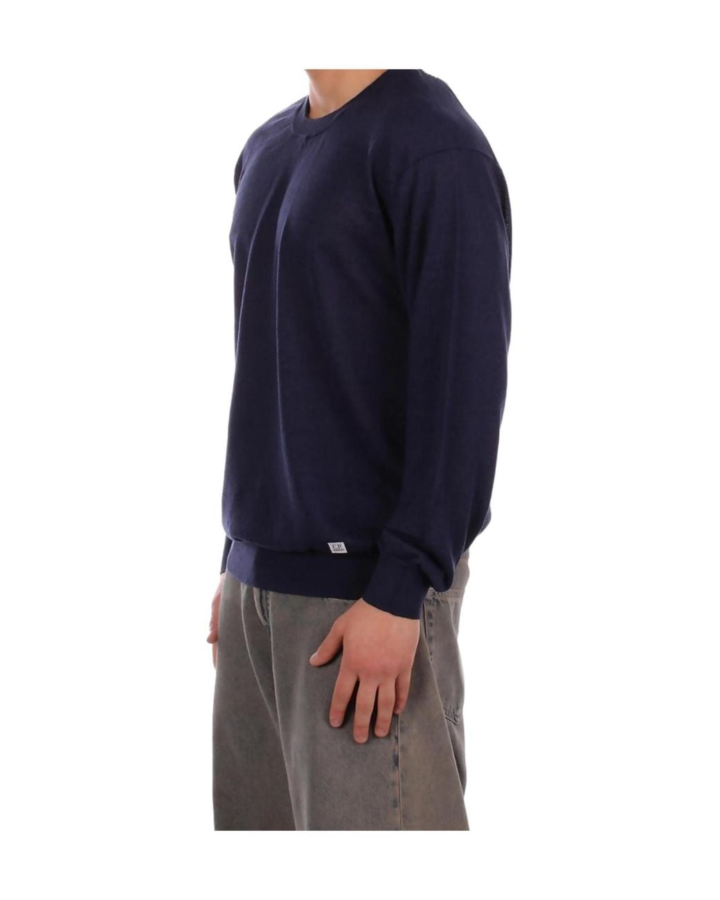 C P Company Blue Fine-Knit Raglan-Sleeve Sweater for men