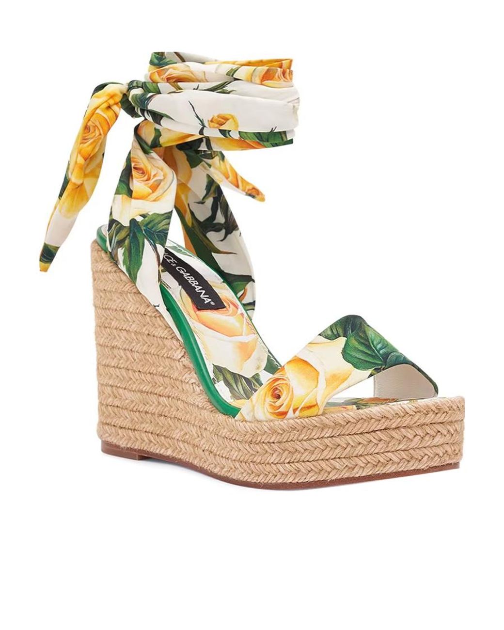 Dolce & Gabbana Metallic Floral Printed Ankle Strap Sandals