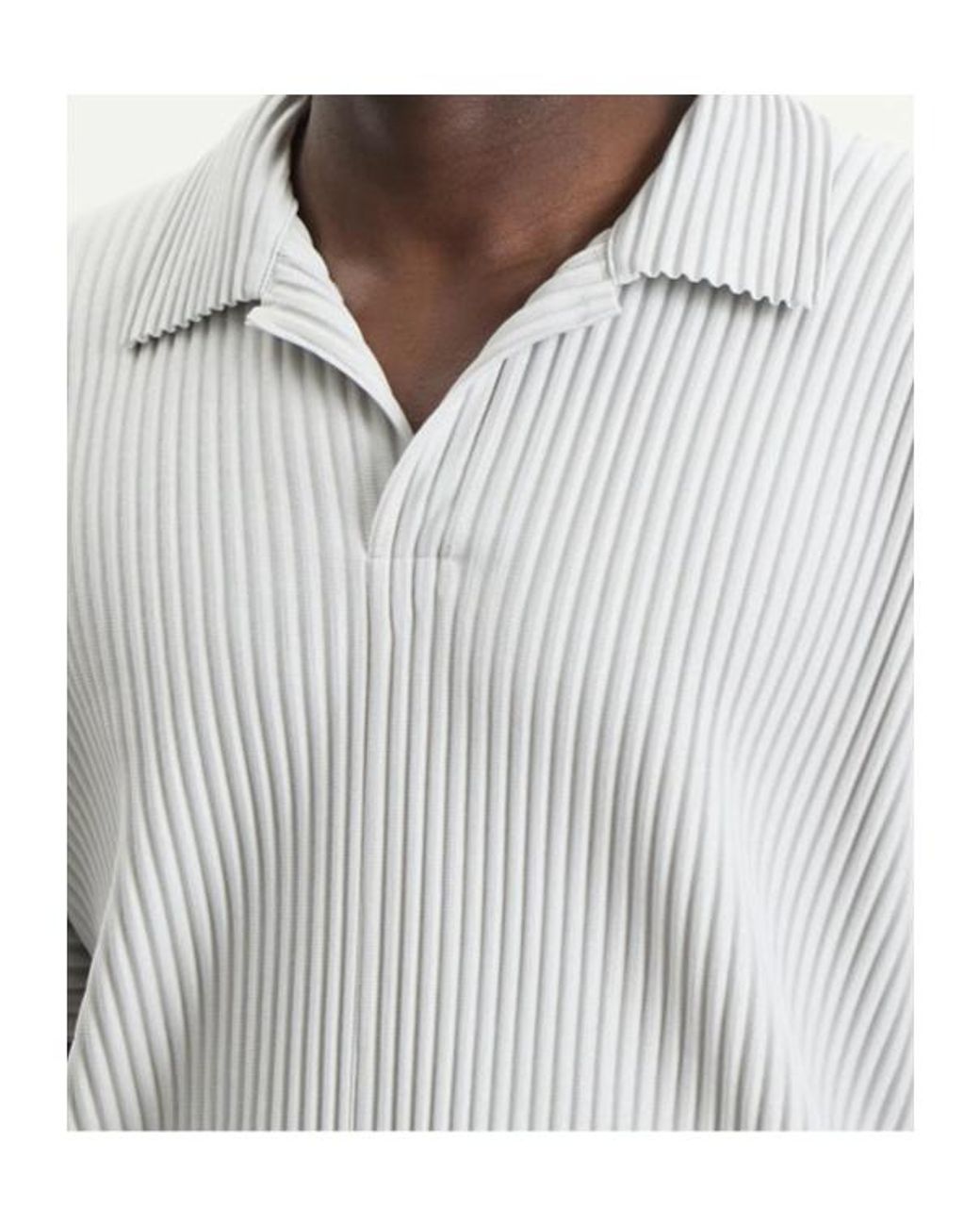 Homme Plissé Issey Miyake White Homme Plissé Issey Miyake Pleated Polo Shirt for men