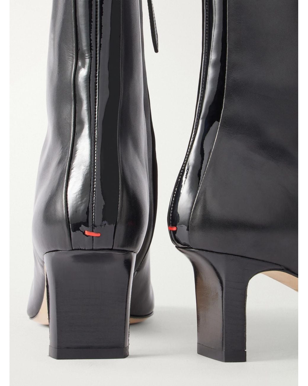 Aeyde Black Patent-Trimmed Leather Ankle Boots