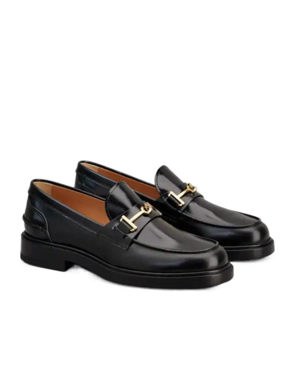 Tod's Black Logo-Plaque Round Toe Loafers