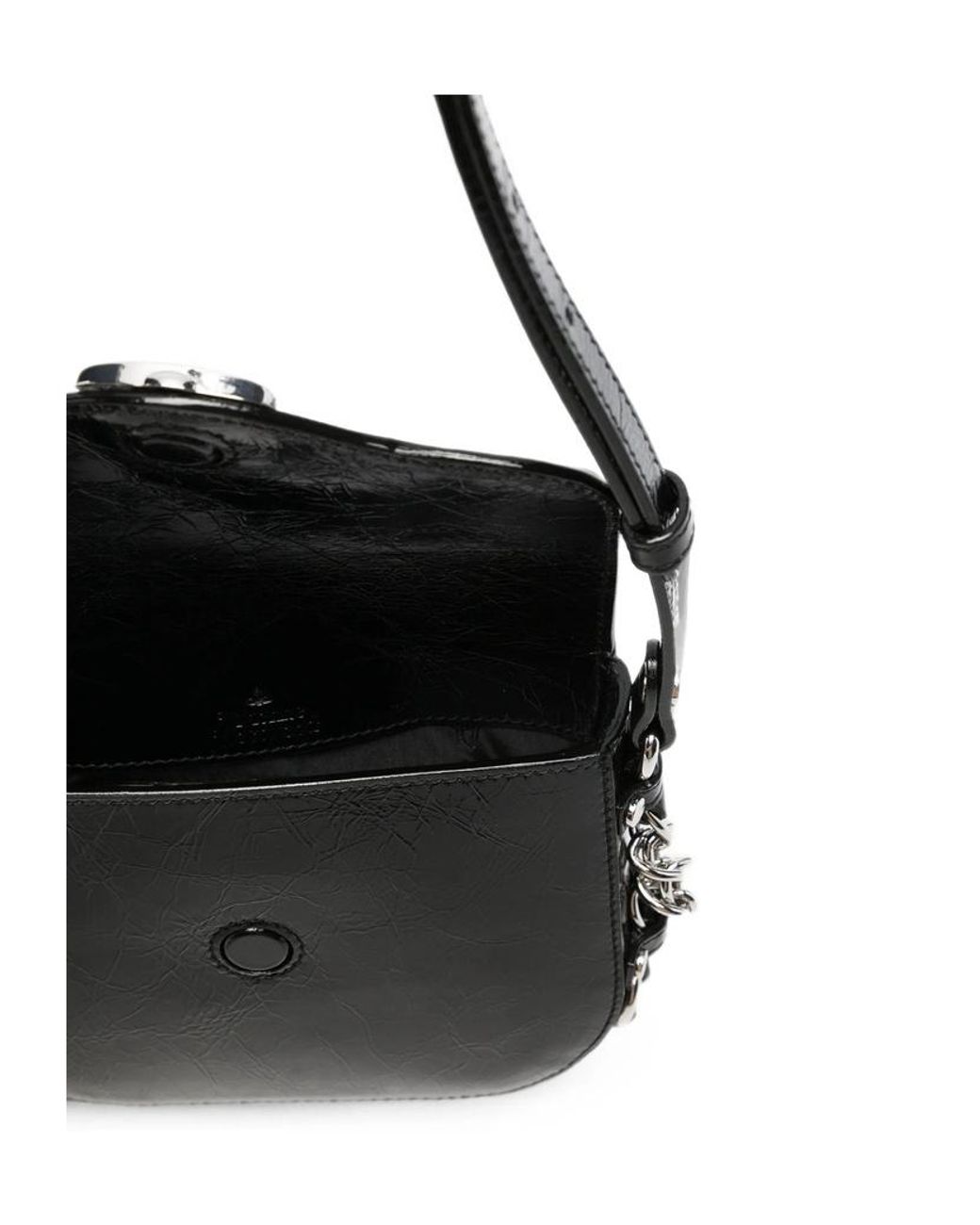 Vivienne Westwood White Orb-Plaque Crinkled-Finish Shoulder Bag