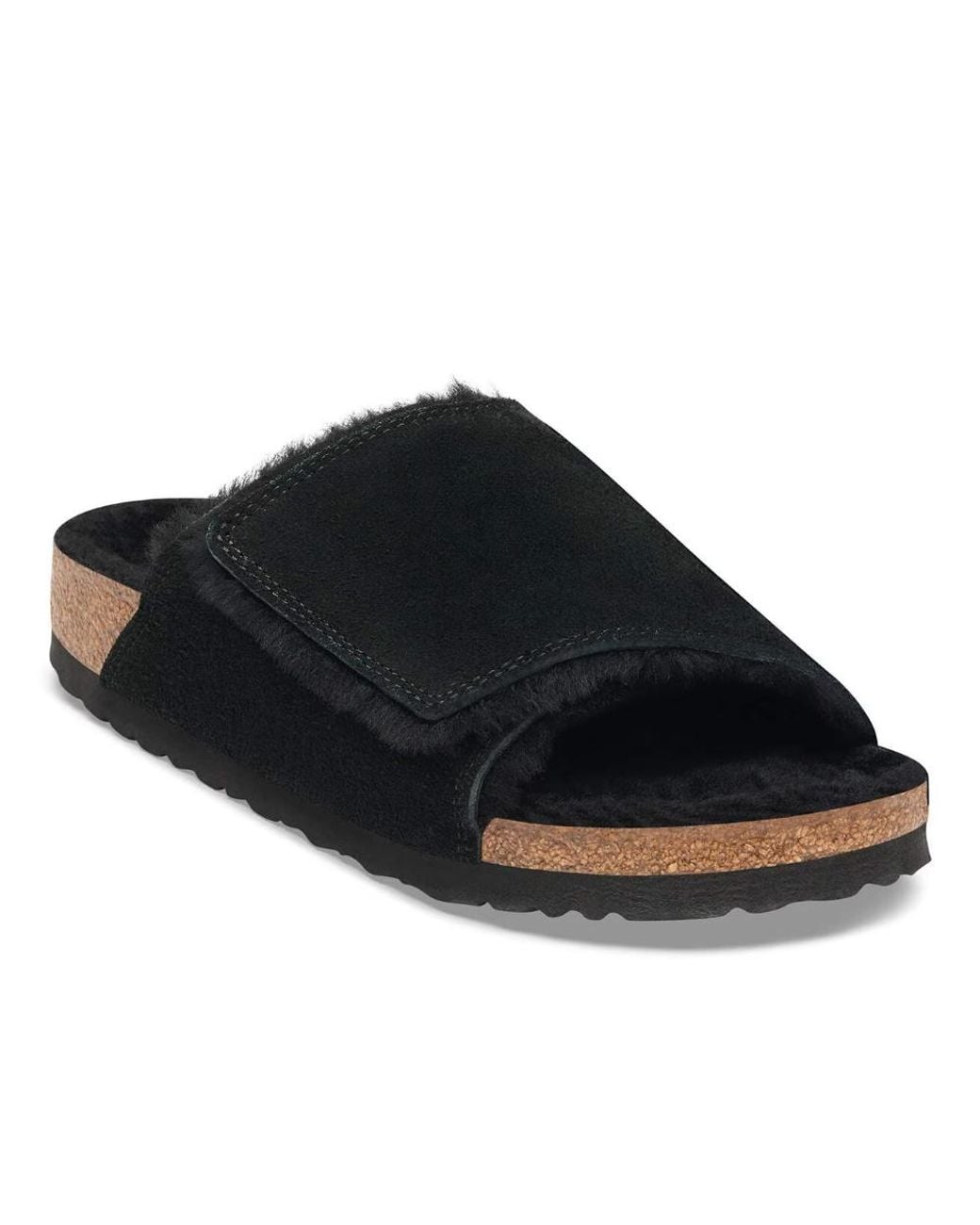 Birkenstock Black Solana Shearling Slide Sandals for men