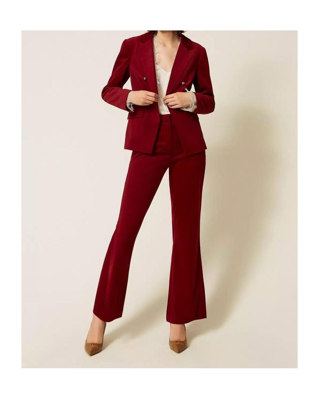 Twinset Red Double-Breasted Blazer