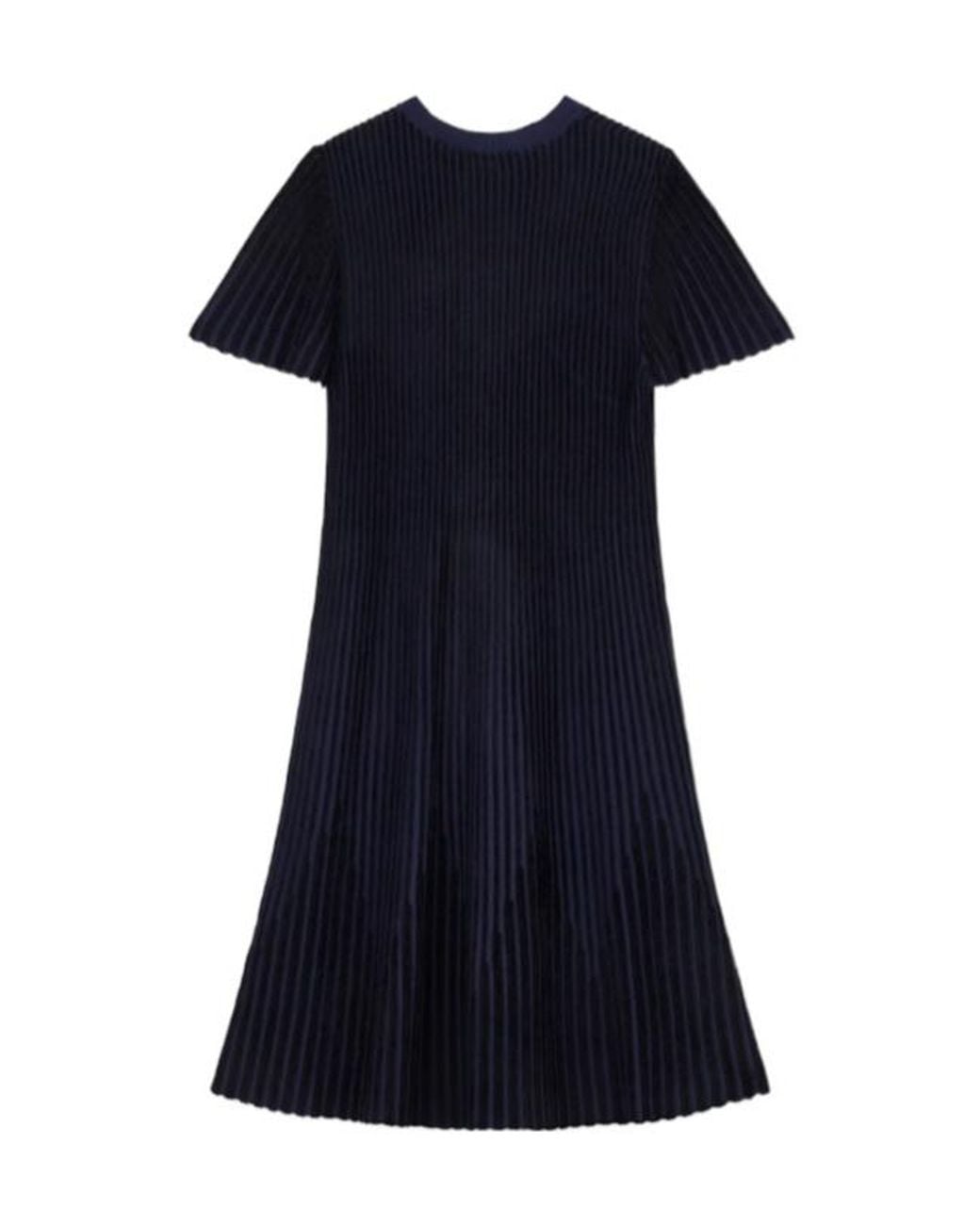 Emporio Armani Blue Ribbed-Knit Short-Sleeve Midi Dress