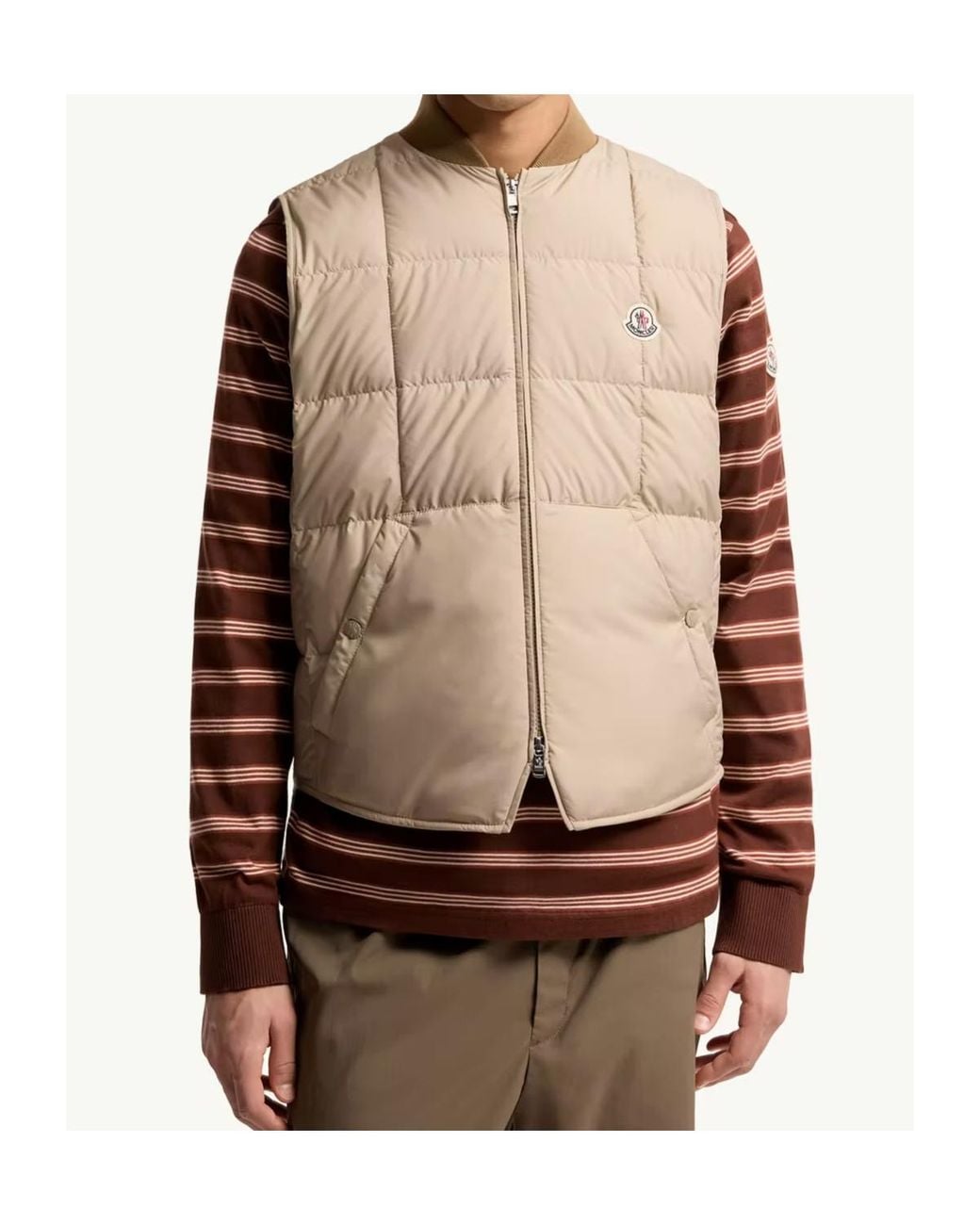 Moncler Natural Elberton Square-Quilted Down Vest for men