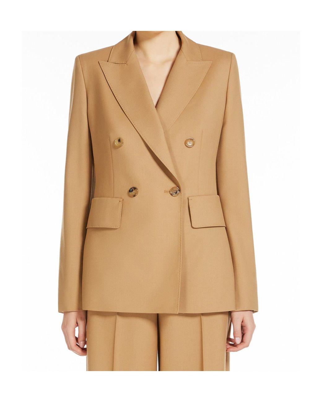 Max Mara Natural Sanna Double-Breasted Long-Sleeved Jacket