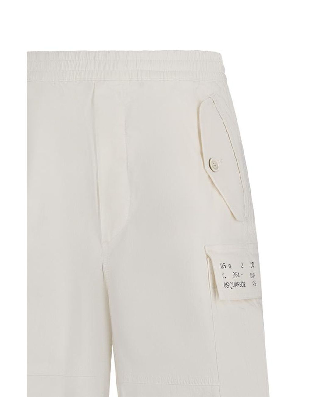 DSquared² White Logo-Patch Cargo Shorts for men