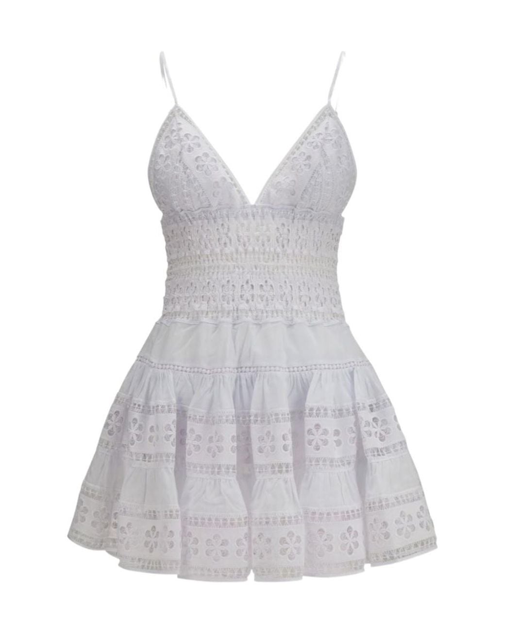 Charo Ruiz Gray Isca Floral-Embroidered-Lace Dress
