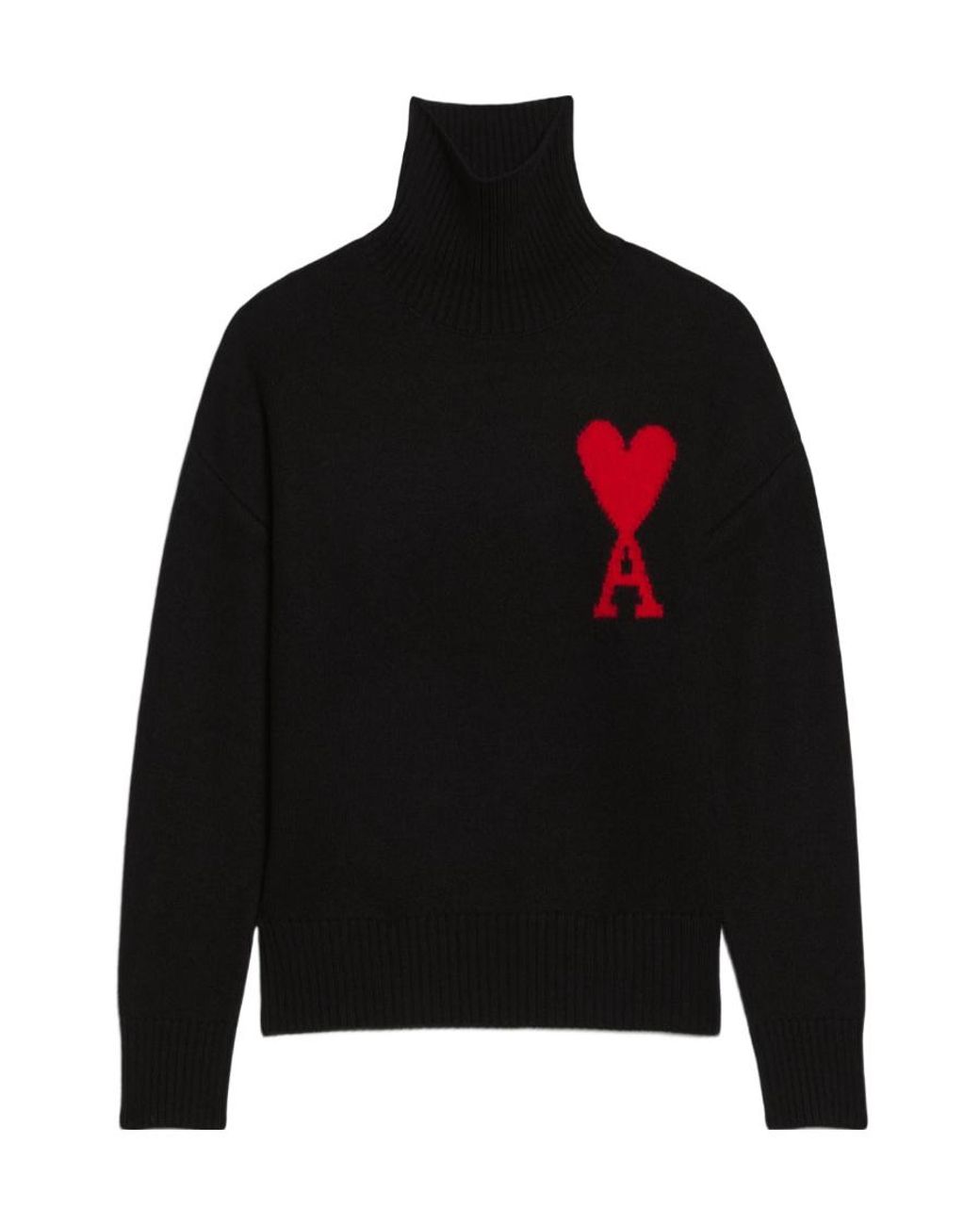 AMI Black Ami De Coeur Roll Neck Jumper for men