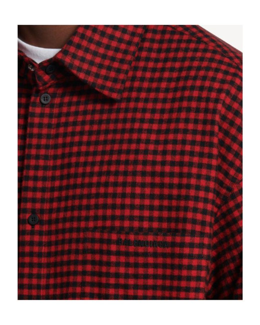 Balenciaga Red Checked Long-Sleeve Shirt for men