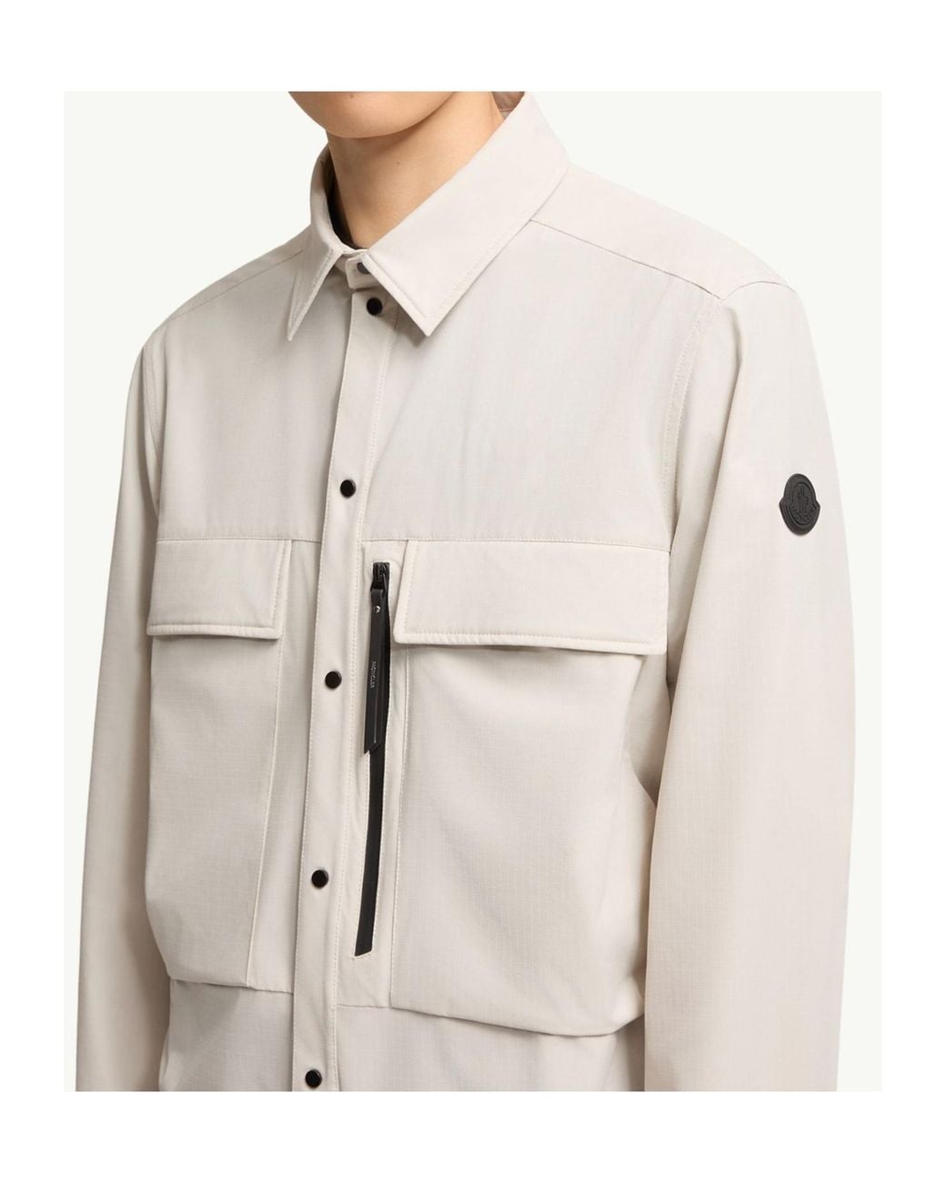 Moncler White Logo Patch Utility Pocket Jacket for men