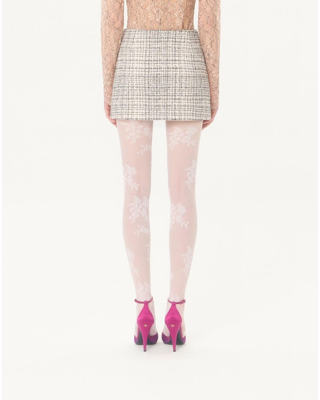 Valentino Natural Square Tweed Mini Skirt