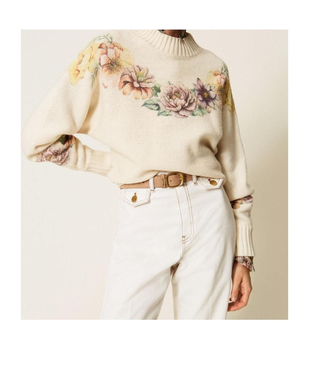 Twinset White Wool-Blend Jumper With Print