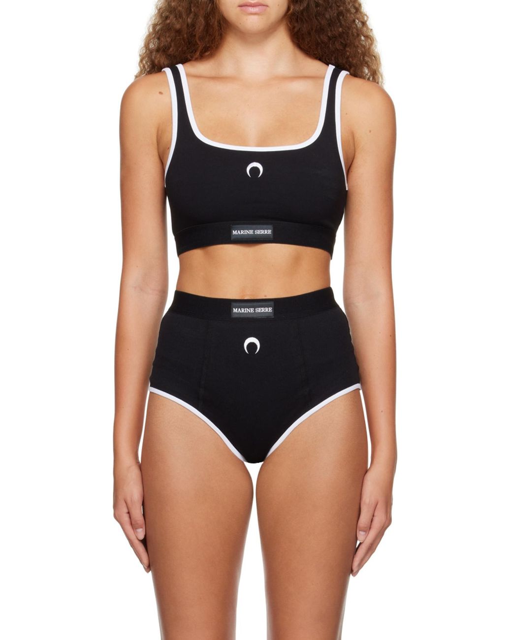 MARINE SERRE Black Logo Bra