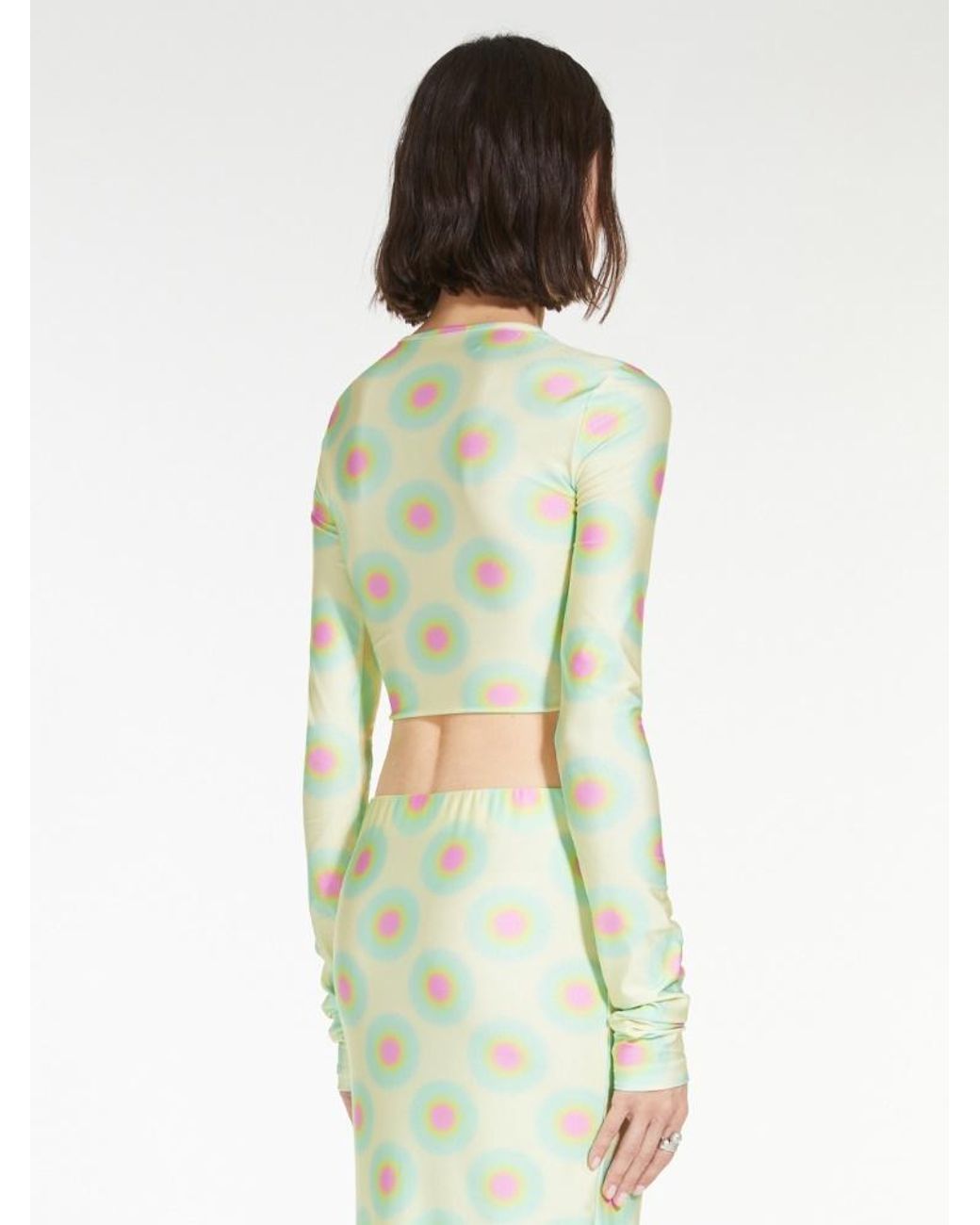 Sportmax Green All-Over Patterned Long-Sleeved Top