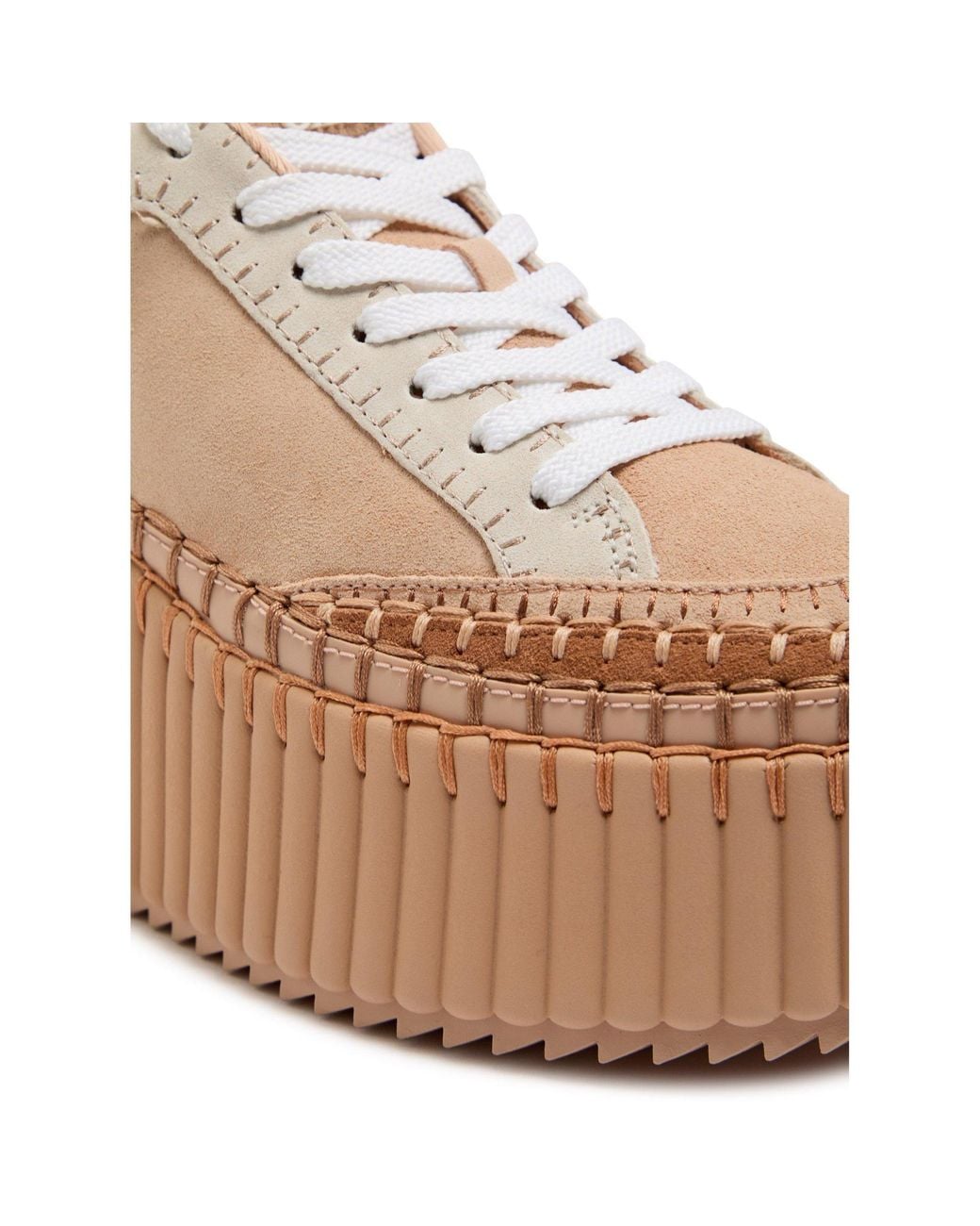 Chloé Natural Color-Blocked Thick-Soled Moccasin Platform Shoes