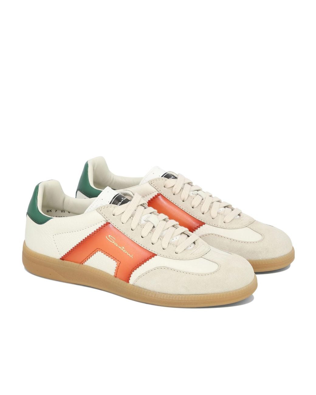 Santoni Pink Colourblock Panelled Lace-Up Sneakers for men