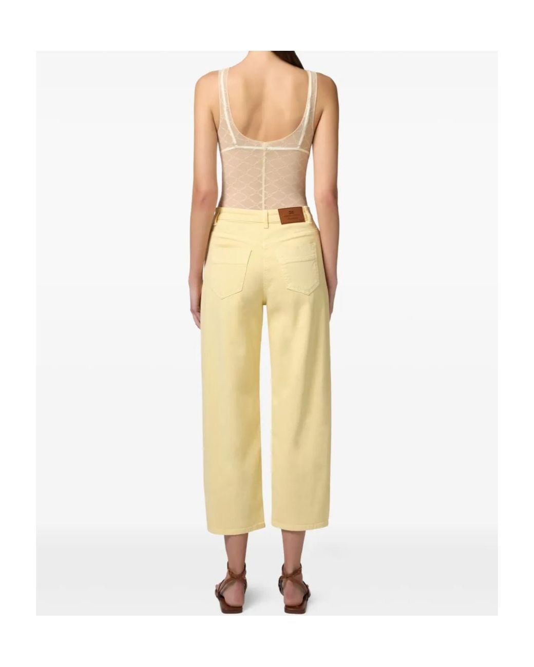 Elisabetta Franchi Natural Crewneck Sheer Bodysuit