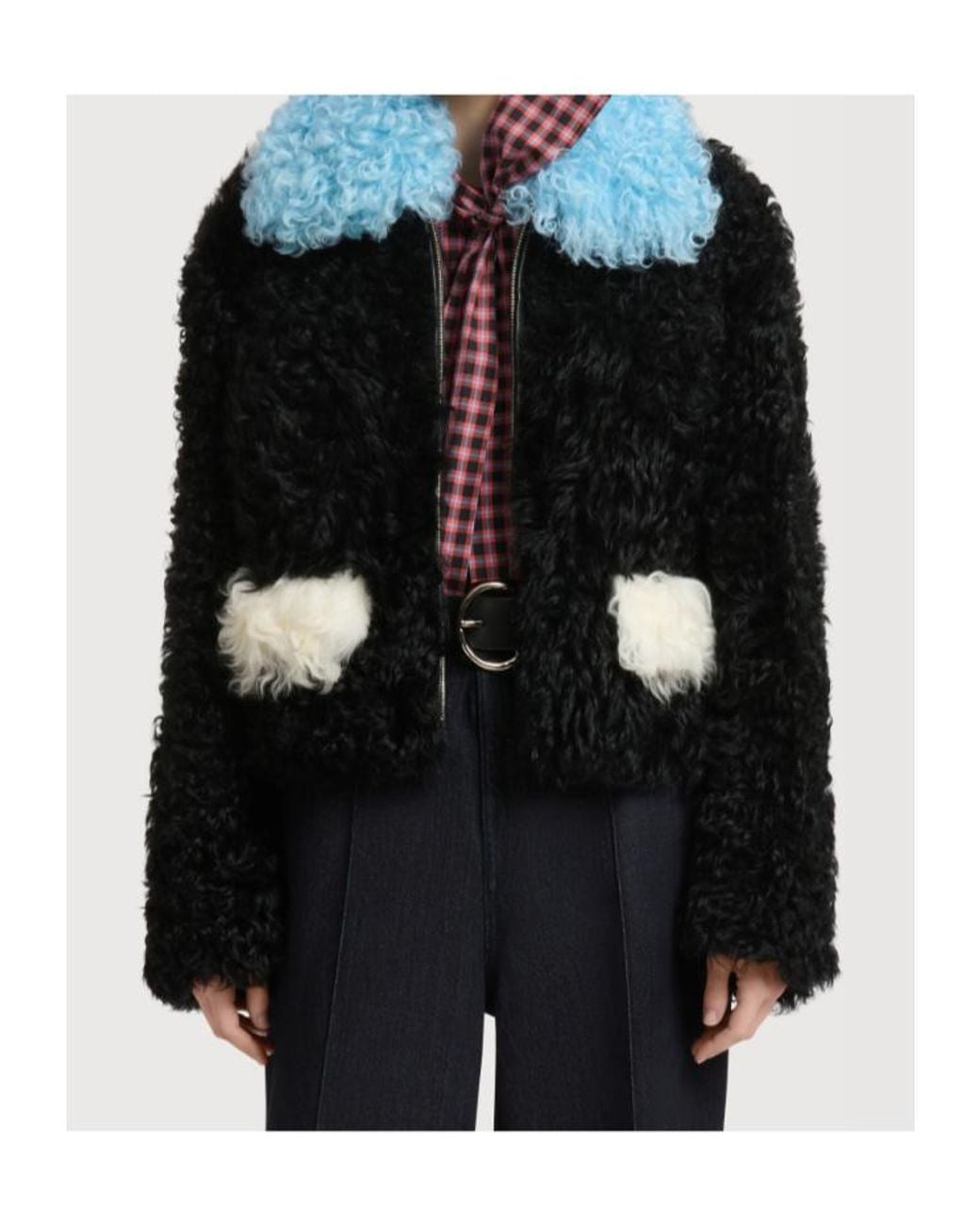 Marni Black Shearling Colour-Block Jacket
